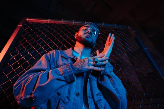 Portrait of Man in Blue Lighting