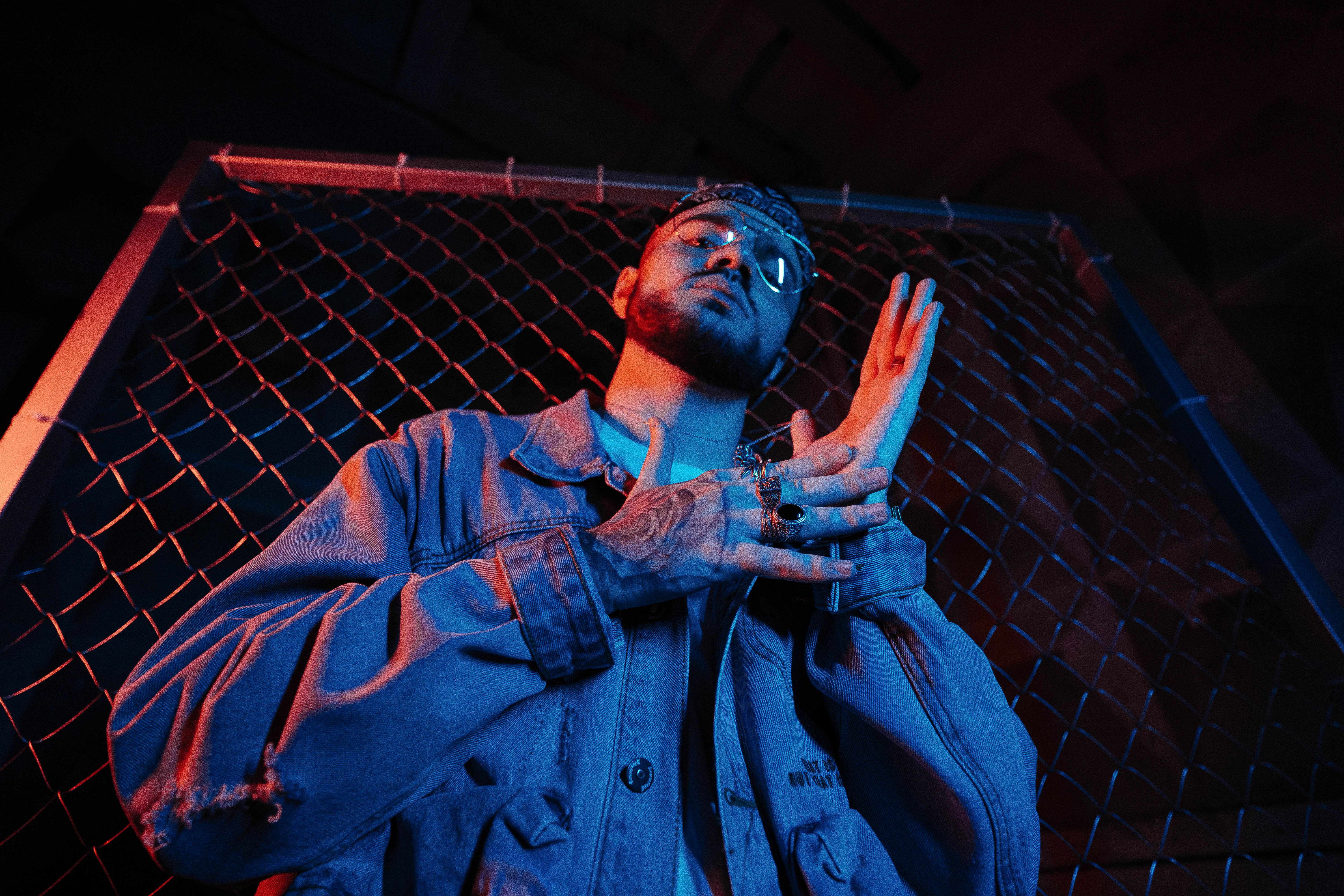 Portrait of Man in Blue Lighting · Free Stock Photo