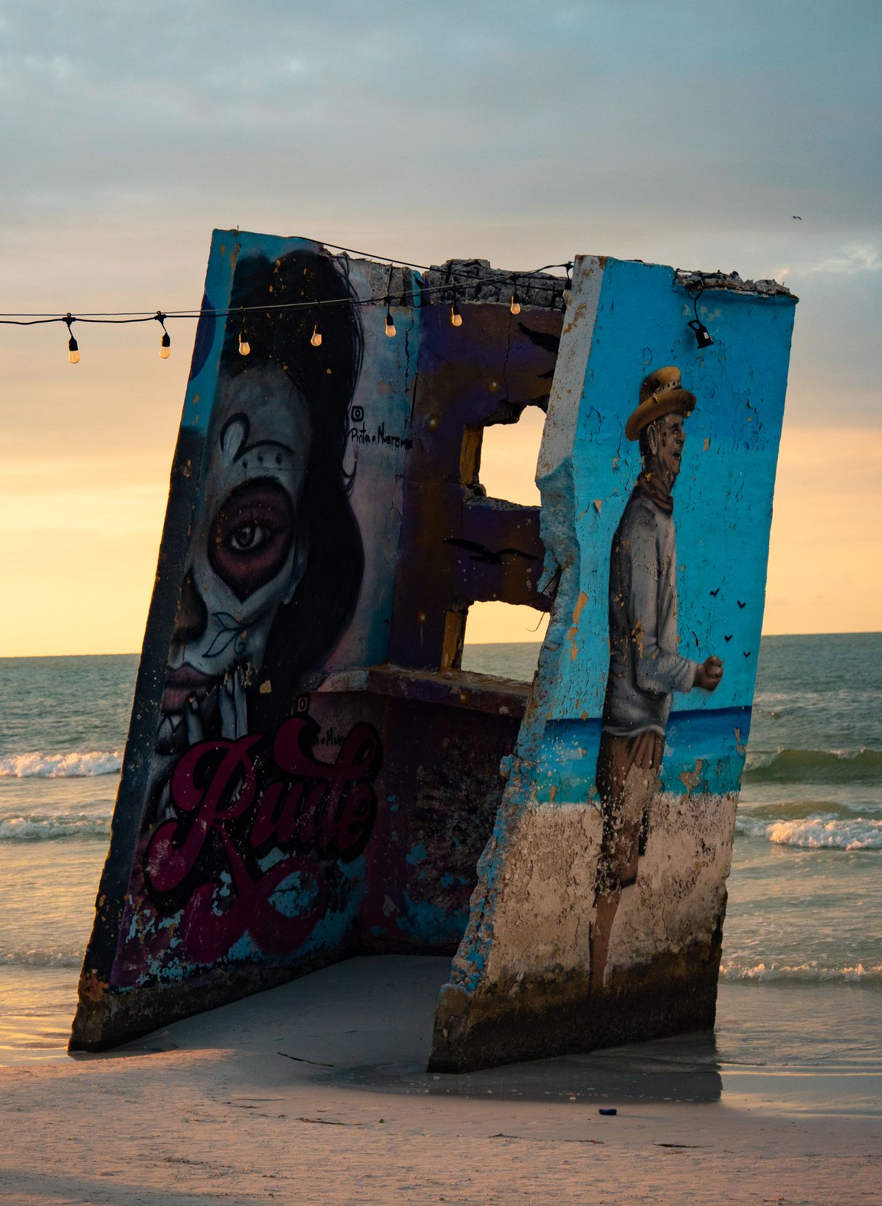 Colorful street art in Isla Holbox