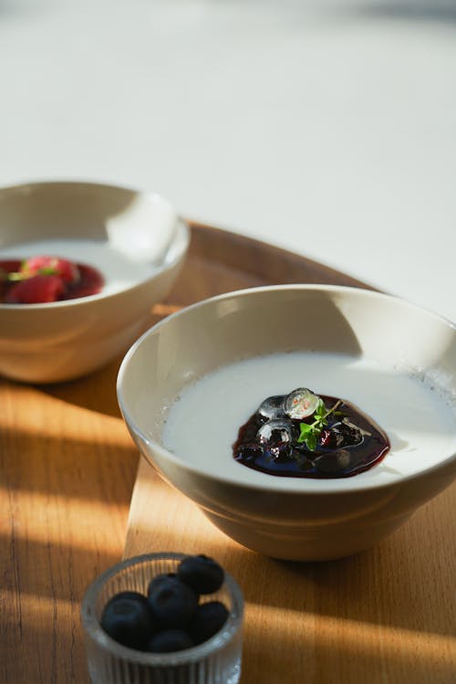 Close-up of Bowls with Breakfast Dishes 