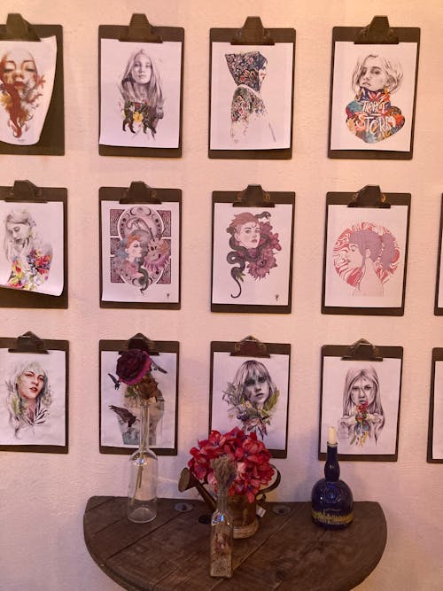 Anime Style Portraits on Wall