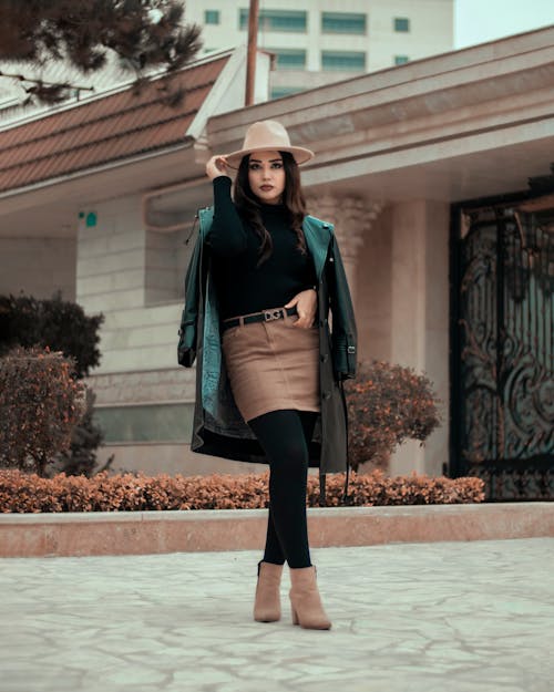 Young Fashionable Woman Posing Outdoors 
