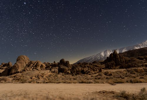 Brown Rocks Under Starry Sky