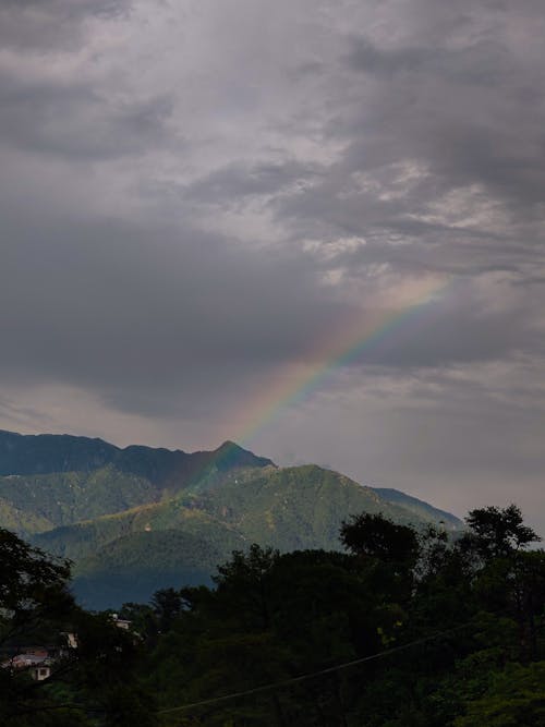 Free stock photo of beautiful nature, green hills, rainbow