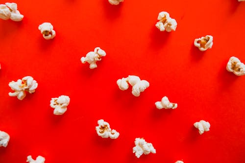 Popcorn on Red Surface