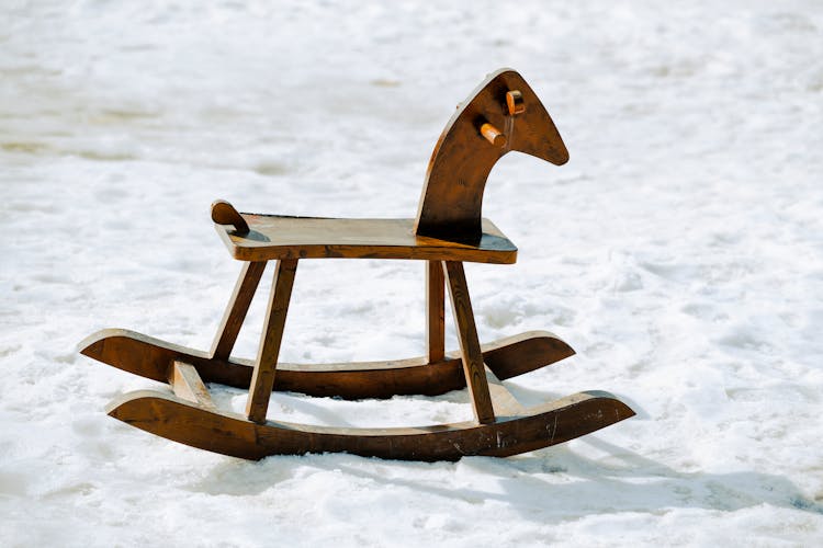 Wooden Toy Horse On Snow