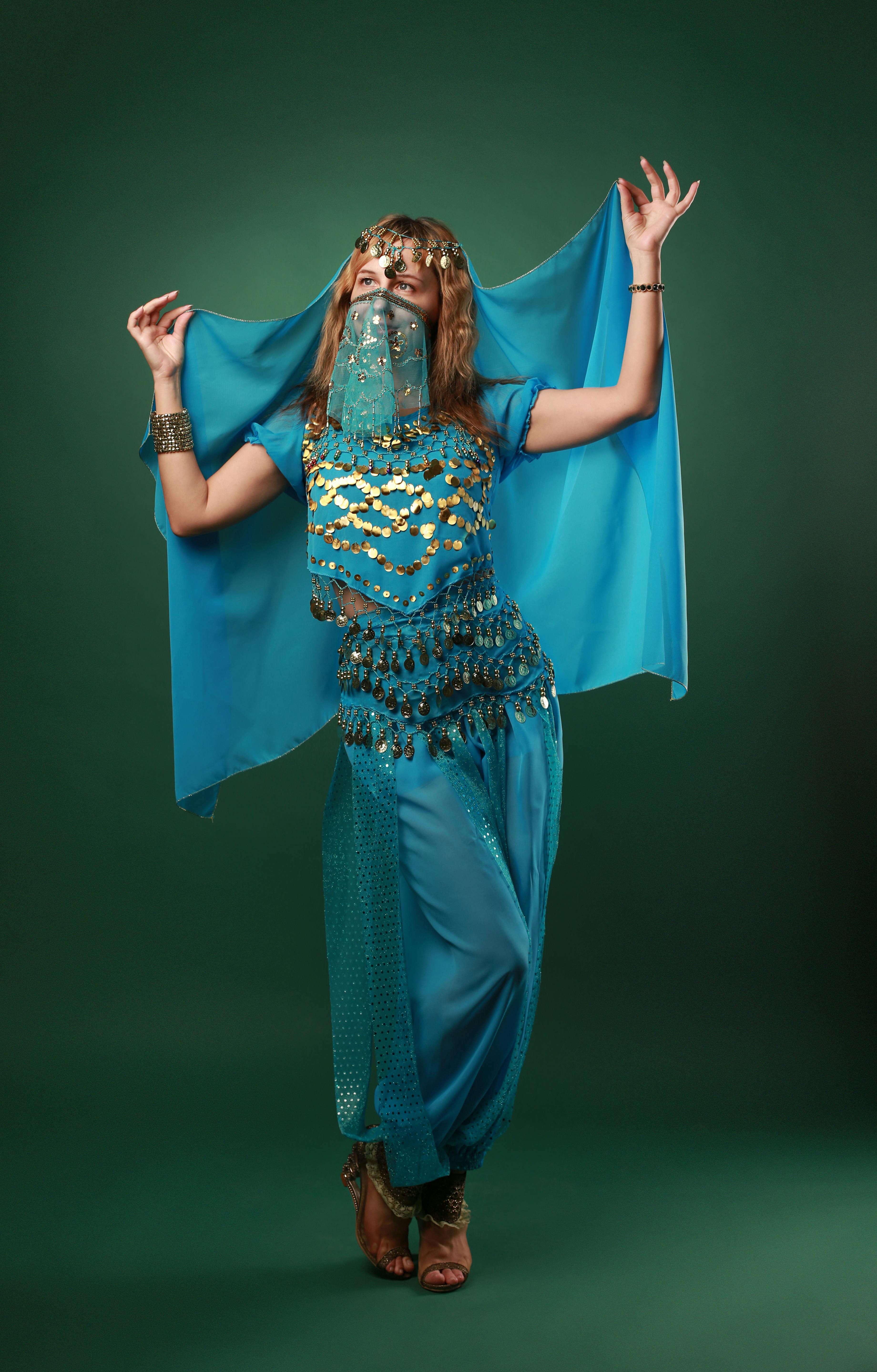 Woman Wearing Blue Belly Dancer Outfit · Free Stock Photo