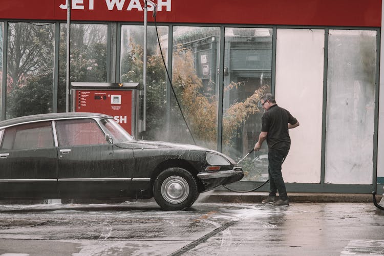 Man Washing Car