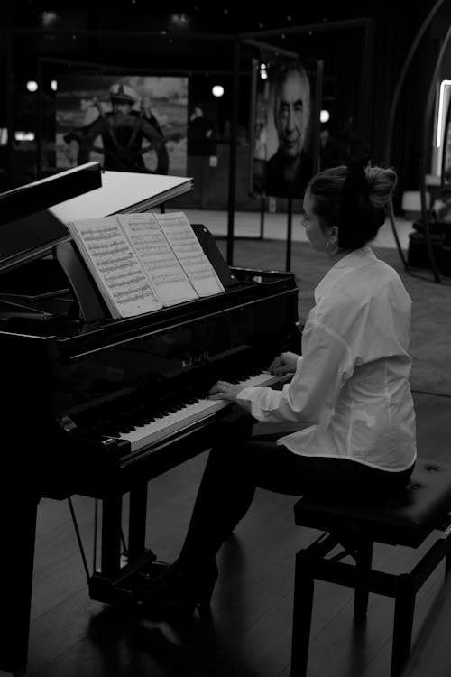 Grayscale Photo of a Pianist 