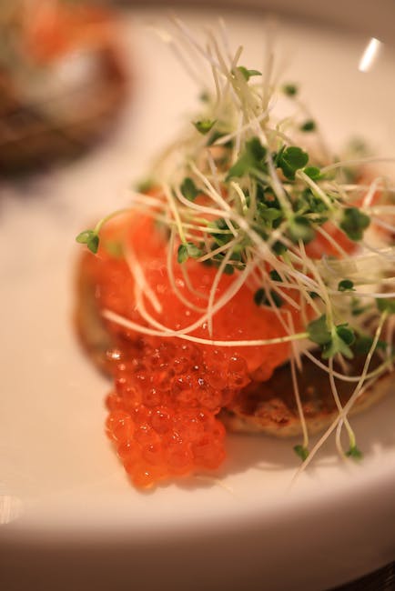 A close-up shot of a beautifully plated dish with vibrant colors and textures