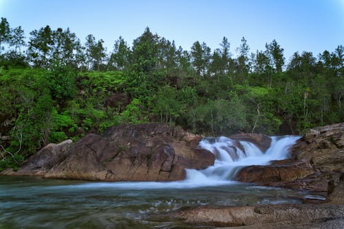 Cascade of Water Flowing on the Stream