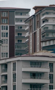 Contemporary urban residential buildings with modern architecture and sleek facades.