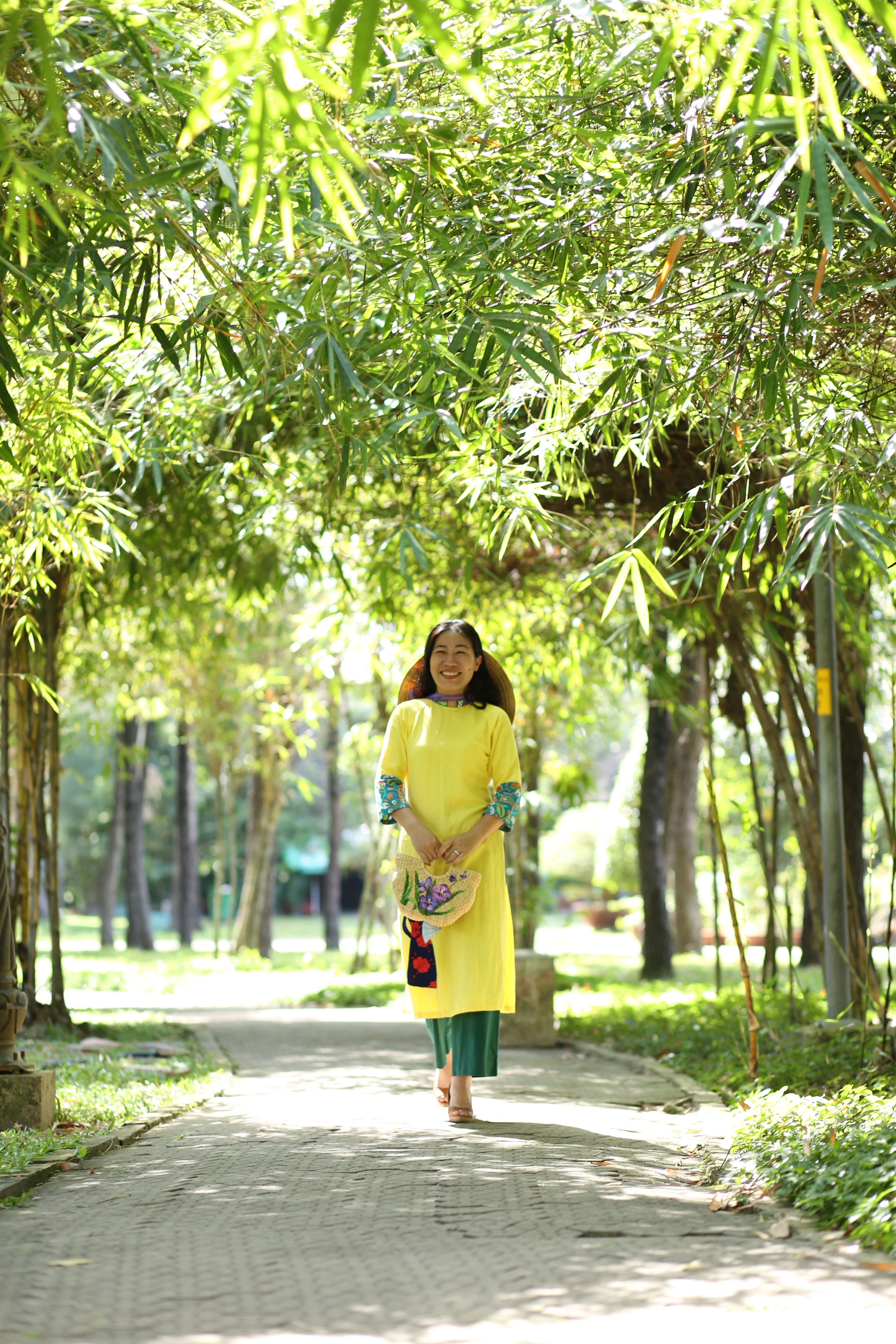 Woman in Yellow Dress in Park · Free Stock Photo