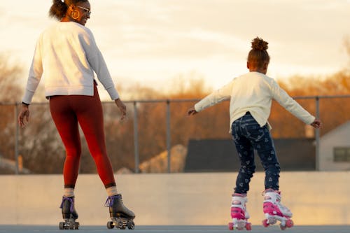 Mother and Daughter Roler Skating
