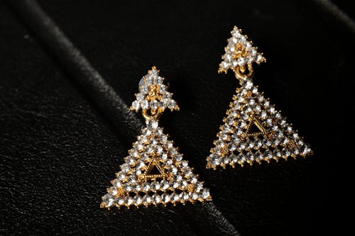 Close-up Shot of Gold Earrings 