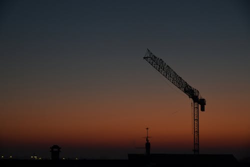 Free stock photo of construction crane, sunrise