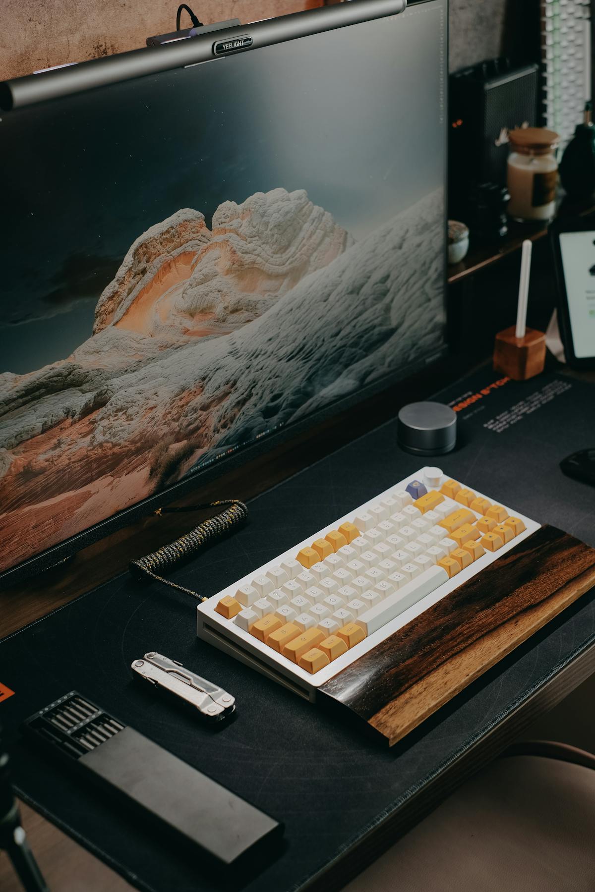 Organized Computer Setup on White Wooden Table · Free Stock Photo