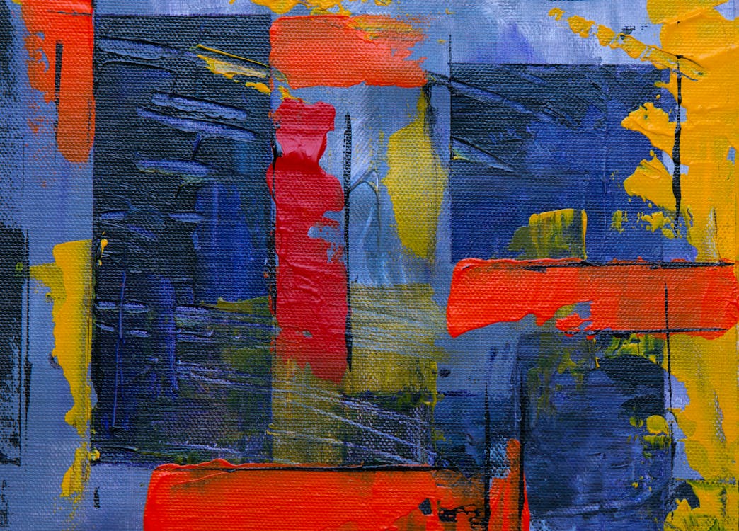Blue, Red, and Yellow Abstract Painting