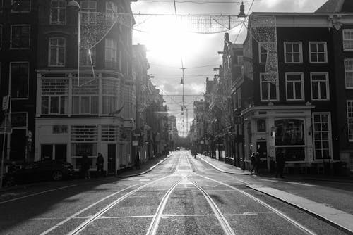 A Grayscale of an Empty Street