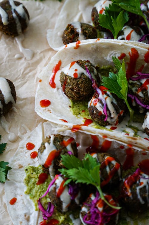 Základová fotografie zdarma na téma falafel, fotografie jídla, humus