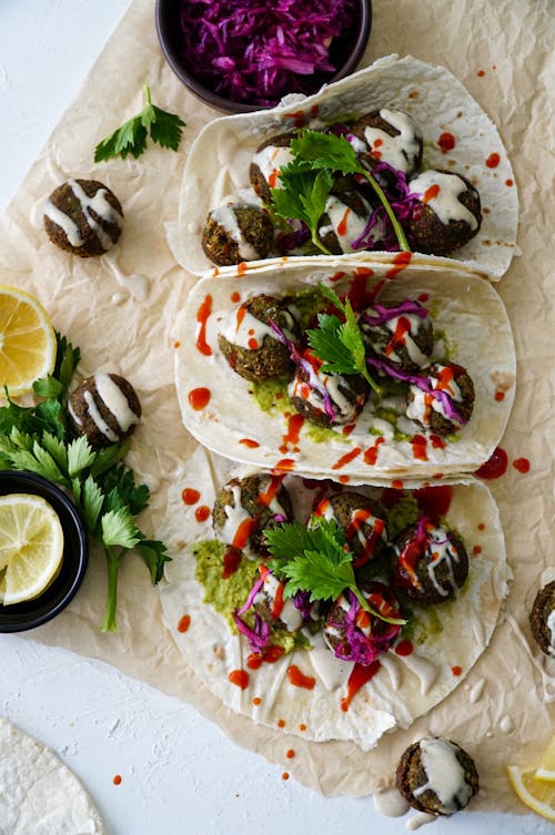 Falafel Salad on Tortilla