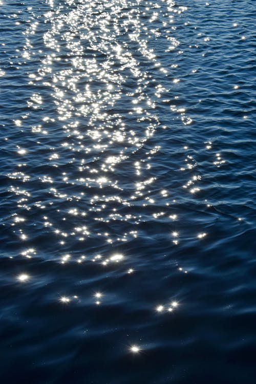 Close-up of a Water Surface Reflecting the Sunlight 