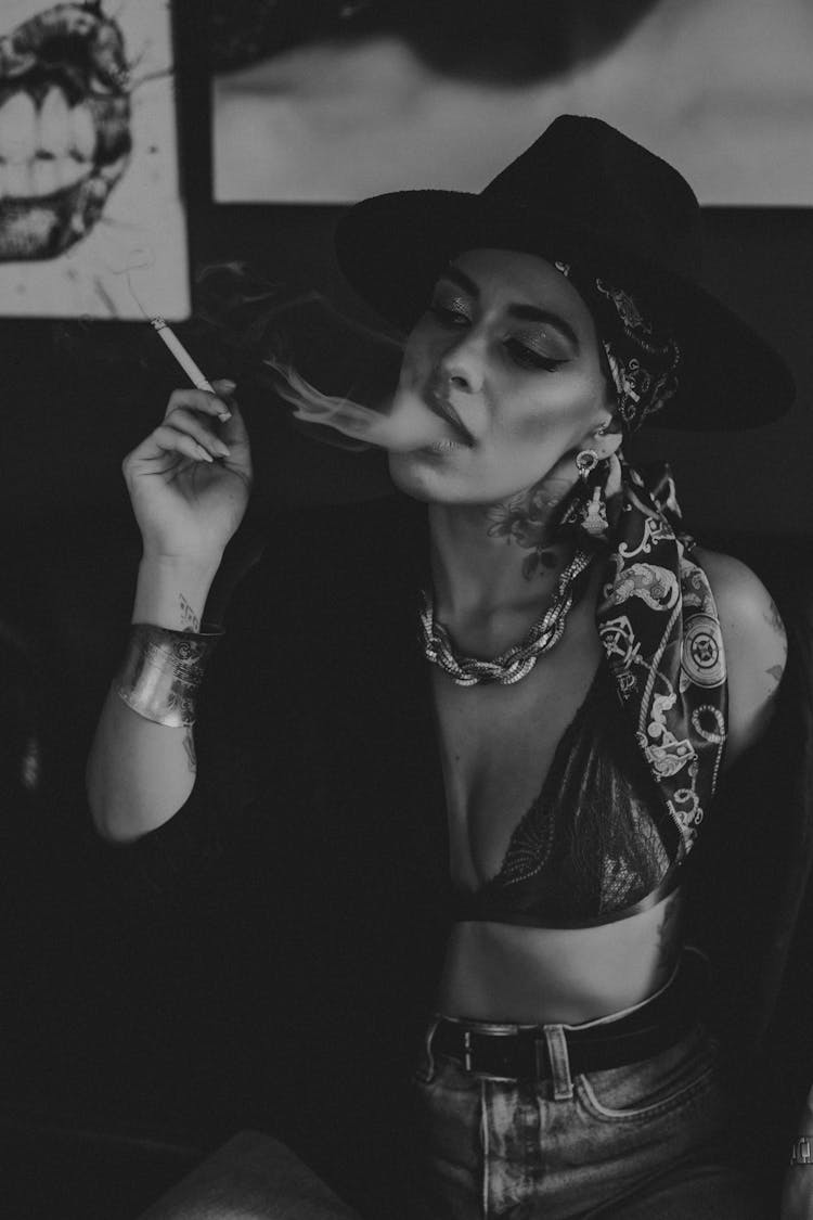 Woman Smoking A Cigarette