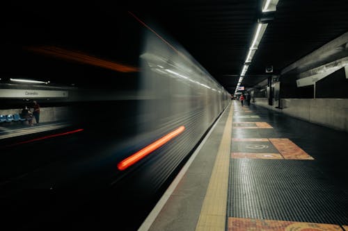 Blurred Motion of a Subway Train at a Station 