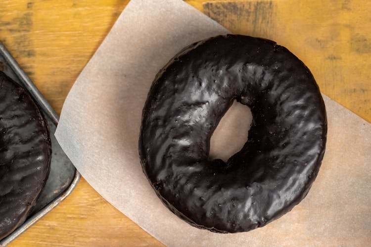 Close-Up Photo Of A Black Donut