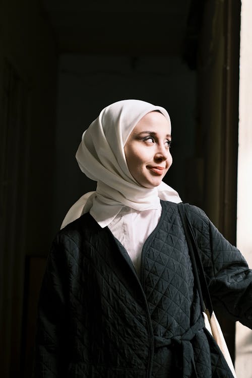Sunlit Face of Woman in Hijab