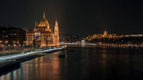 Foto stok gratis Budapest, danube, diterangi