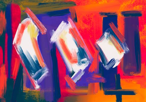 Free Dynamic abstract painting with bold colors and brush strokes, capturing a sense of movement and energy. Stock Photo