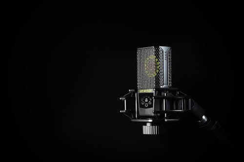 Microphone on a Black Background 