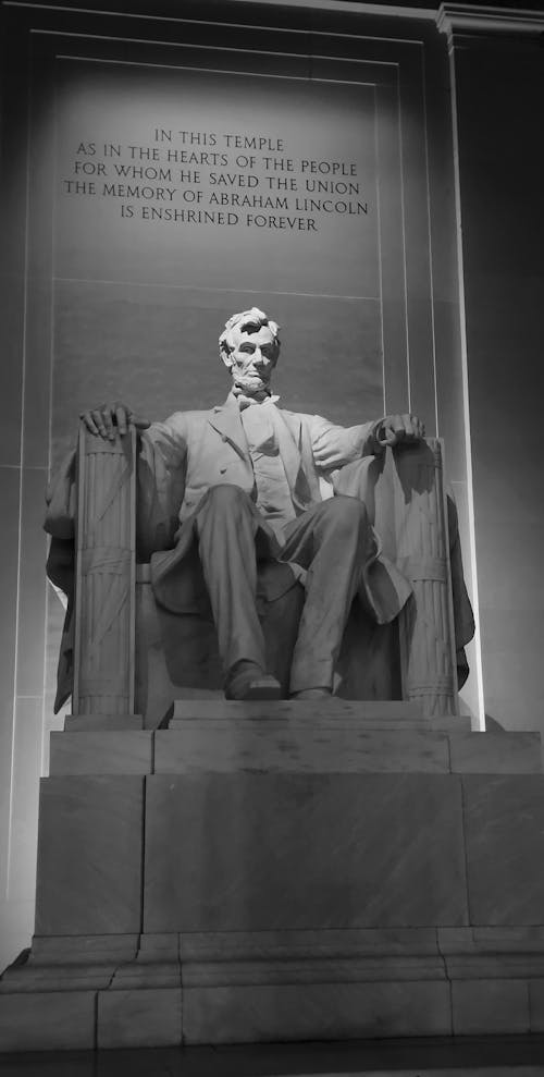 Free stock photo of abraham lincoln, black and white, historical monument