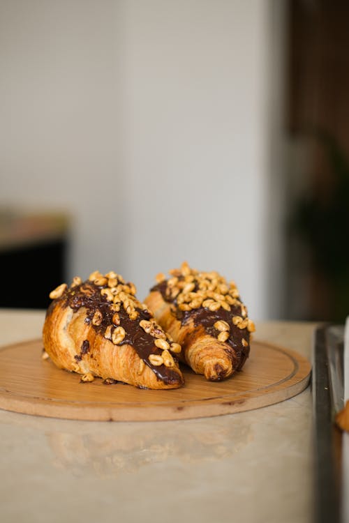 Croissants on a Wooden Tray