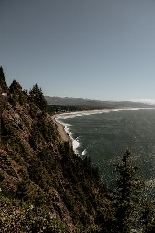 Scenic View of Sea and Coastline in Oswald West State Park 