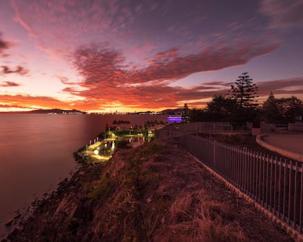 Beautiful sunset view over the coastline in Townsville, Queensland, Australia.