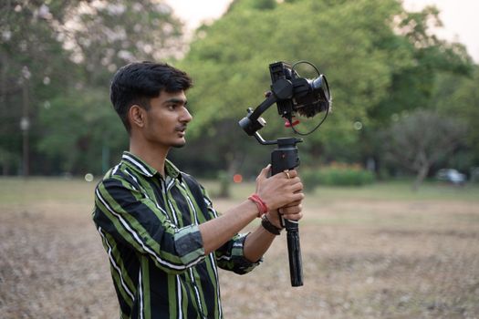 Photographer with a Camera on a Gimbal