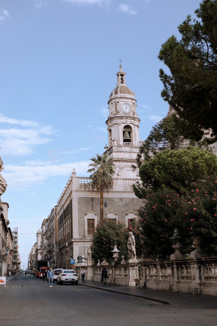 Street View Of Catalania Cathedral In Sicily, Italy