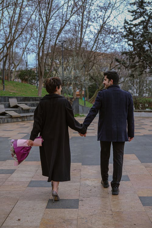 Couple in Love on a Walk in the Park