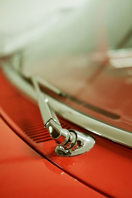 Close-up of a windshield wiper