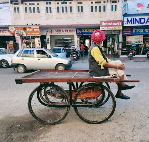 Free stock photo of city streets, kart, old man