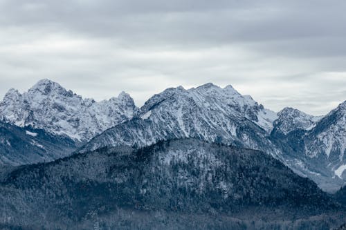 Landscape of Rocky Snowcapped Mountains 