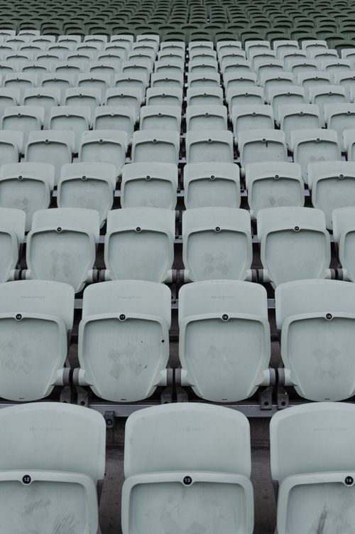 Free Rows of empty white stadium seats create a geometric pattern in São Paulo, Brazil. Stock Photo