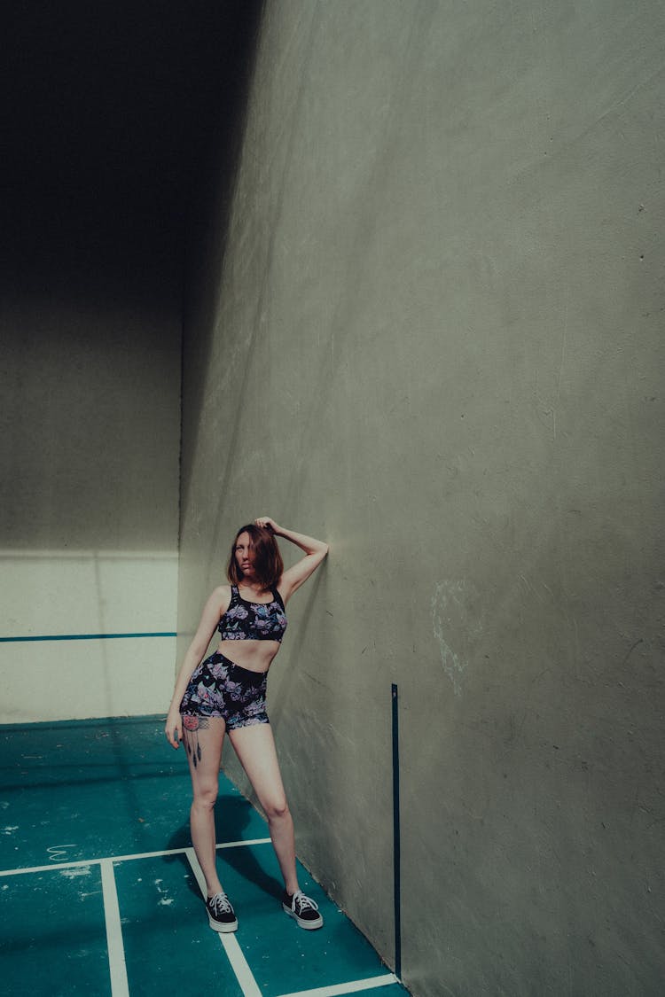 Woman Standing In Squash Court