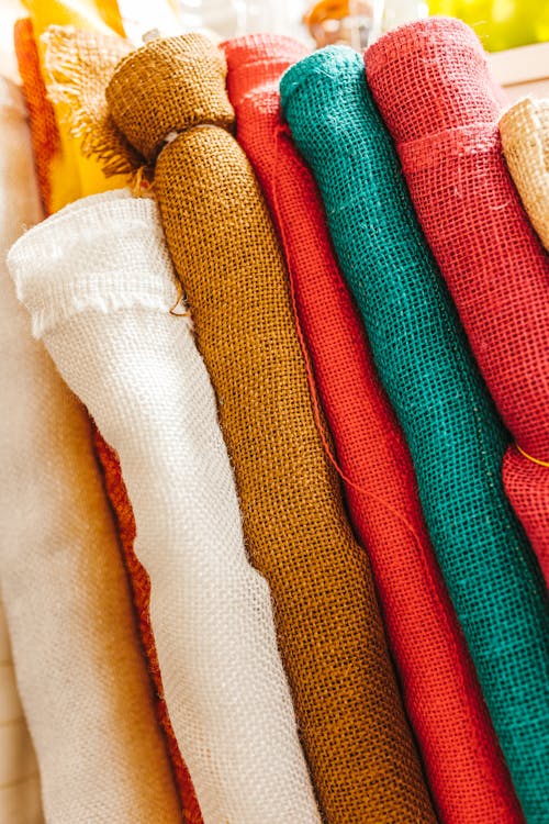 Close-up of Folded Colorful Fabric 