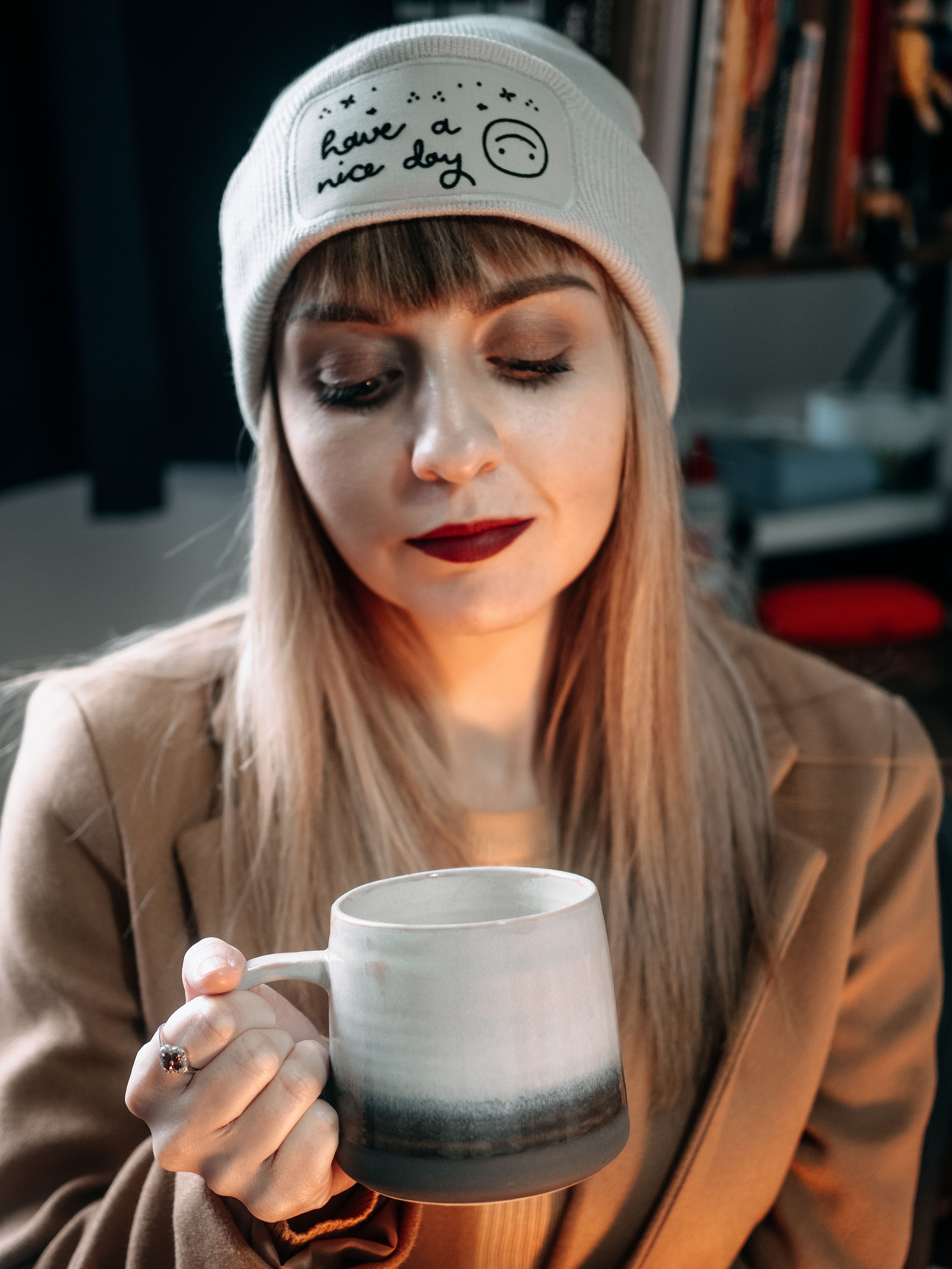 Blonde woman lying down free stock photo