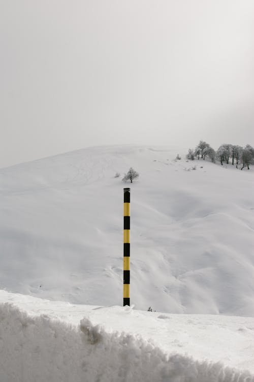 View of a Hill Covered in Thick Layer of Snow 