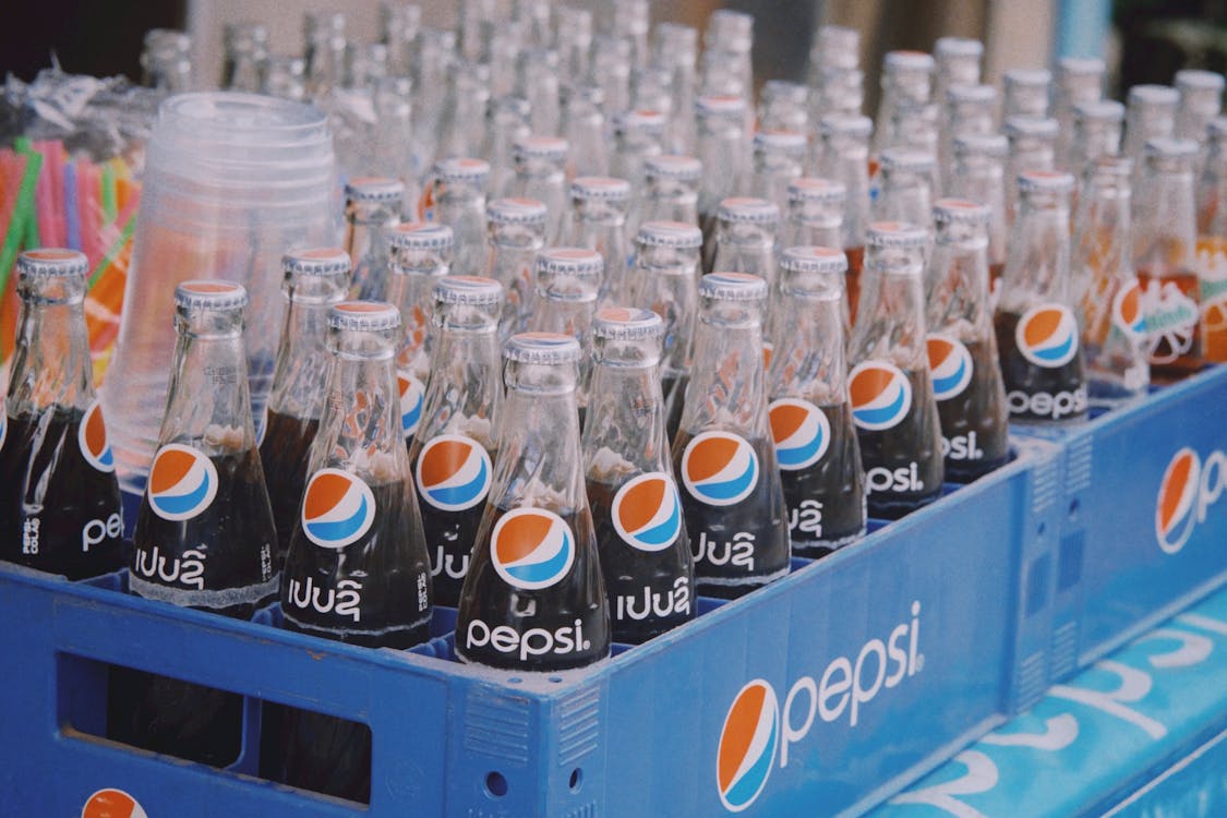 PepsiCo purchases Al Free Glass Pepsi Bottles Stock Photo