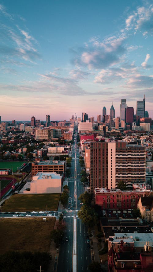 Free Aerial View of a Modern City  Stock Photo